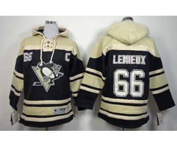 Old Time Hockey Pittsburgh Penguins #66 Mario Lemieux Black Kids Hoodie