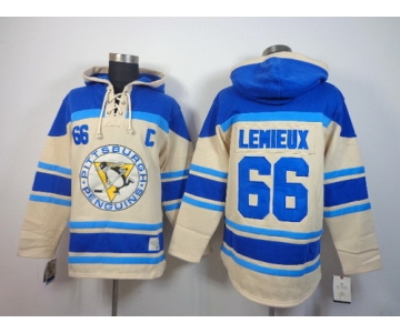 Old Time Hockey Pittsburgh Penguins #66 Mario Lemieux Cream Hoodie