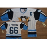 Pittsburgh Penguins #66 Mario Lemieux 1972 White With Light Blue Throwback CCM Jersey