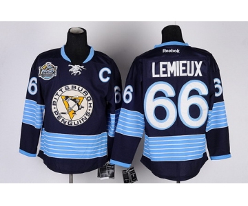 Pittsburgh Penguins #66 Mario Lemieux Navy Blue Third Jersey