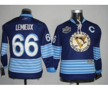 Pittsburgh Penguins #66 Mario Lemieux Navy Blue Third Kids Jersey