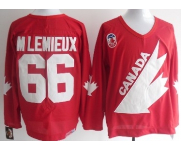 Team Canada #66 Mario Lemieux 1991 Olympic Red Throwback CCM Jersey