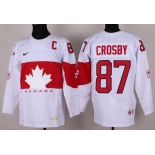 2014 Olympics Canada #87 Sidney Crosby White Jersey