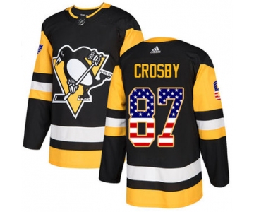 Adidas Pittsburgh Penguins #87 Sidney Crosby Black Home Authentic USA Flag Stitched Youth NHL Jersey