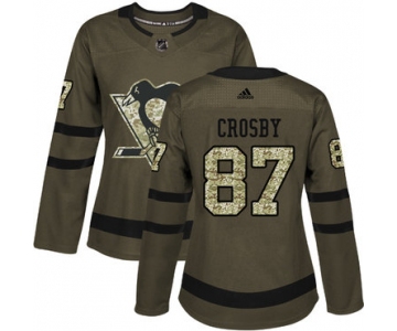 Adidas Pittsburgh Penguins #87 Sidney Crosby Green Salute to Service Women's Stitched NHL Jersey