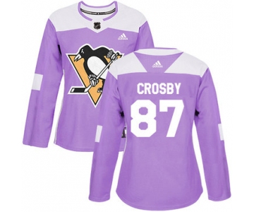 Adidas Pittsburgh Penguins #87 Sidney Crosby Purple Authentic Fights Cancer Women's Stitched NHL Jersey