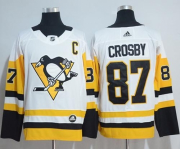 Adidas Pittsburgh Penguins #87 Sidney Crosby White Road Authentic Stitched NHL Jersey