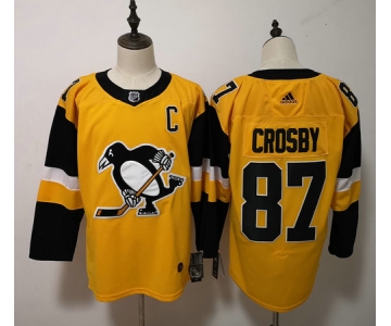 Adidas Pittsburgh Penguins #87 Sidney Crosby Yellow Alternate Stitched NHL Jersey