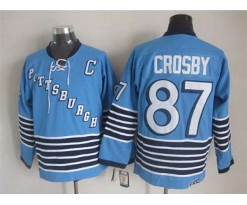 Men's Pittsburgh Penguins #87 Sidney Crosby 1967-68 Light Blue CCM Vintage Throwback Jersey