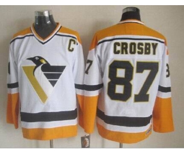 Men's Pittsburgh Penguins #87 Sidney Crosby 1992-93 White CCM Vintage Throwback Jersey