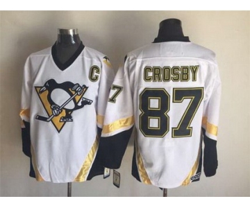 Men's Pittsburgh Penguins #87 Sidney Crosby 2002-03 White CCM Vintage Throwback Jersey