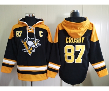 Men's Pittsburgh Penguins #87 Sidney Crosby Black Ageless Must Have Lace Up Pullover Hoodie