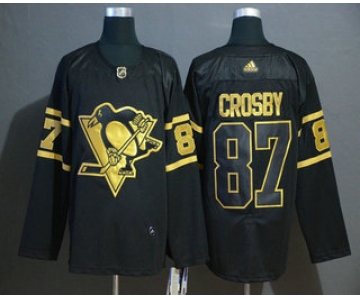 Men's Pittsburgh Penguins #87 Sidney Crosby Black Golden Adidas Stitched NHL Jersey