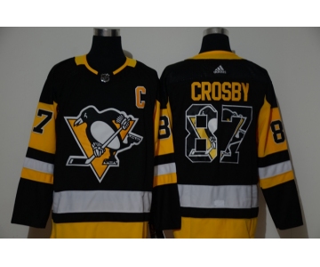 Men's Pittsburgh Penguins #87 Sidney Crosby Black With Team Logo Adidas Stitched NHL Jersey