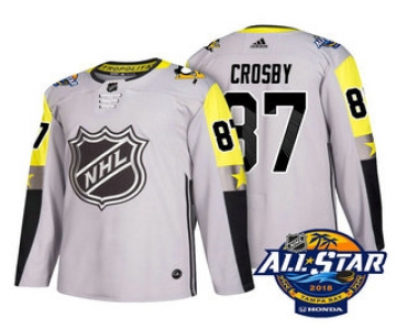 Men's Pittsburgh Penguins #87 Sidney Crosby Grey 2018 NHL All-Star Stitched Ice Hockey Jersey