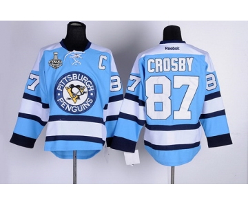 Men's Pittsburgh Penguins #87 Sidney Crosby Light Blue 2017 Stanley Cup NHL Finals C Patch Jersey