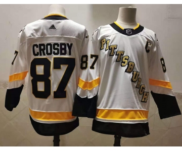 Men's Pittsburgh Penguins #87 Sidney Crosby White Adidas 2020-21 Stitched NHL Jersey