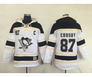 Men's Pittsburgh Penguins #87 Sidney Crosby White Old Time Hockey Hoodie