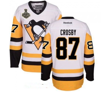 Men's Pittsburgh Penguins #87 Sidney Crosby White Third 2017 Stanley Cup Finals Patch Stitched NHL Reebok Hockey Jersey