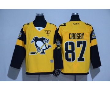 Men's Pittsburgh Penguins #87 Sidney Crosby Yellow 2017 Stadium Series Stitched NHL Reebok Hockey Jersey