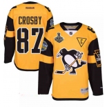 Men's Pittsburgh Penguins #87 Sidney Crosby Yellow Stadium Series 2017 Stanley Cup Finals Patch Stitched NHL Reebok Hockey Jersey