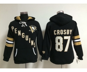 Old Time Hockey Pittsburgh Penguins #87 Sidney Crosby Black Womens Hoodie