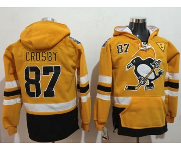 Penguins #87 Sidney Crosby Gold Sawyer Hooded Sweatshirt 2017 Stadium Series Stitched NHL Jersey