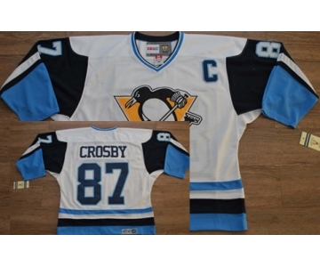 Pittsburgh Penguins #87 Sidney Crosby 1972 White With Light Blue Throwback CCM Jersey