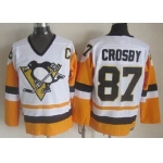 Pittsburgh Penguins #87 Sidney Crosby 1972 White With Yellow Throwback CCM Jersey