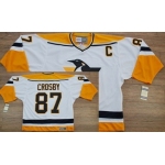 Pittsburgh Penguins #87 Sidney Crosby 1993 White With Yellow Throwback CCM Jersey