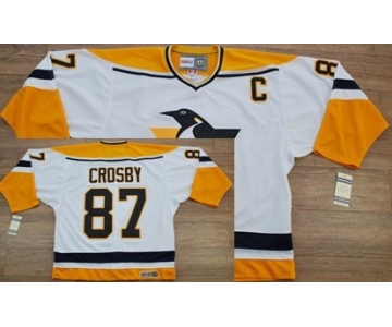 Pittsburgh Penguins #87 Sidney Crosby 1993 White With Yellow Throwback CCM Jersey