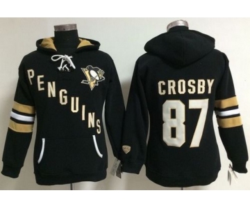 Pittsburgh Penguins #87 Sidney Crosby Black Women's Old Time Heidi NHL Hoodie