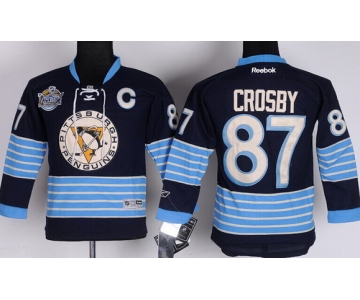 Pittsburgh Penguins #87 Sidney Crosby Navy Blue Third Kids Jersey