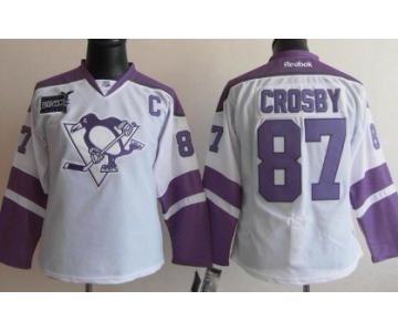 Pittsburgh Penguins #87 Sidney Crosby White Womens Fights Cancer Jersey