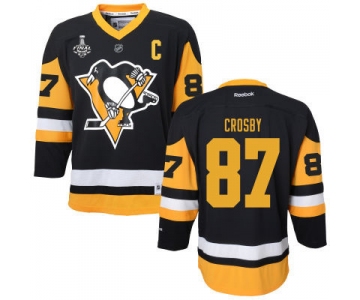 Women's Pittsburgh Penguins #87 Sidney Crosby Black With Yellow 2017 Stanley Cup NHL Finals C Patch Jersey