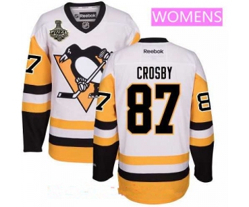 Women's Pittsburgh Penguins #87 Sidney Crosby White Third 2017 Stanley Cup Finals Patch Stitched NHL Reebok Hockey Jersey