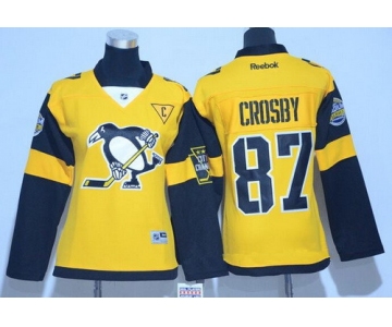 Women's Pittsburgh Penguins #87 Sidney Crosby Yellow 2017 Stadium Series Stitched NHL Reebok Hockey Jersey