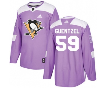 Adidas Penguins #59 Jake Guentzel Purple Authentic Fights Cancer Stitched NHL Jersey