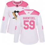 Adidas Pittsburgh Penguins #59 Jake Guentzel White Pink Authentic Fashion Women's Stitched NHL Jersey