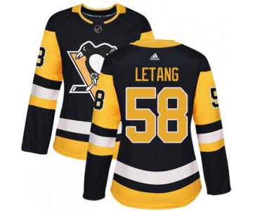 Adidas Pittsburgh Penguins #58 Kris Letang Black Home Authentic Women's Stitched NHL Jersey