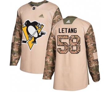 Adidas Pittsburgh Penguins #58 Kris Letang Camo Authentic 2017 Veterans Day Stitched Youth NHL Jersey