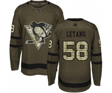 Adidas Pittsburgh Penguins #58 Kris Letang Green Salute to Service Stitched Youth NHL Jersey
