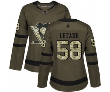 Adidas Pittsburgh Penguins #58 Kris Letang Green Salute to Service Women's Stitched NHL Jersey
