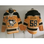 Men's Pittsburgh Penguins #58 Kris Letang 2016 NEW Yellow Stitched NHL Old Time Hockey Hoodie