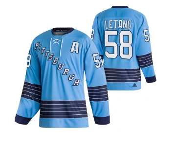 Men's Pittsburgh Penguins #58 Kris Letang 2022 Blue Classics Stitched Jersey