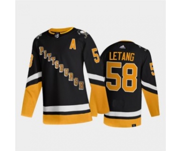 Men's Pittsburgh Penguins #58 Kris Letang Black 2021-2022 Stitched Jersey