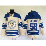 Men's Pittsburgh Penguins #58 Kris Letang Cream Stitched NHL Old Time Hockey Hoodie
