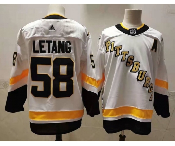 Men's Pittsburgh Penguins #58 Kris Letang White Adidas 2020-21 Stitched NHL Jersey