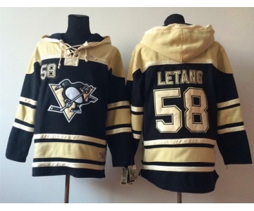 Old Time Hockey Pittsburgh Penguins #58 Kris Letang Black Hoodie