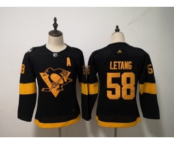 Penguins 58 Kris Letang Black Women 2019 NHL Stadium Series Adidas Jersey